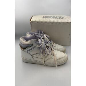 Vintage Jordache High Top Women's Sneakers Size 7.5 - White/Mint/Lilac 80s Retro